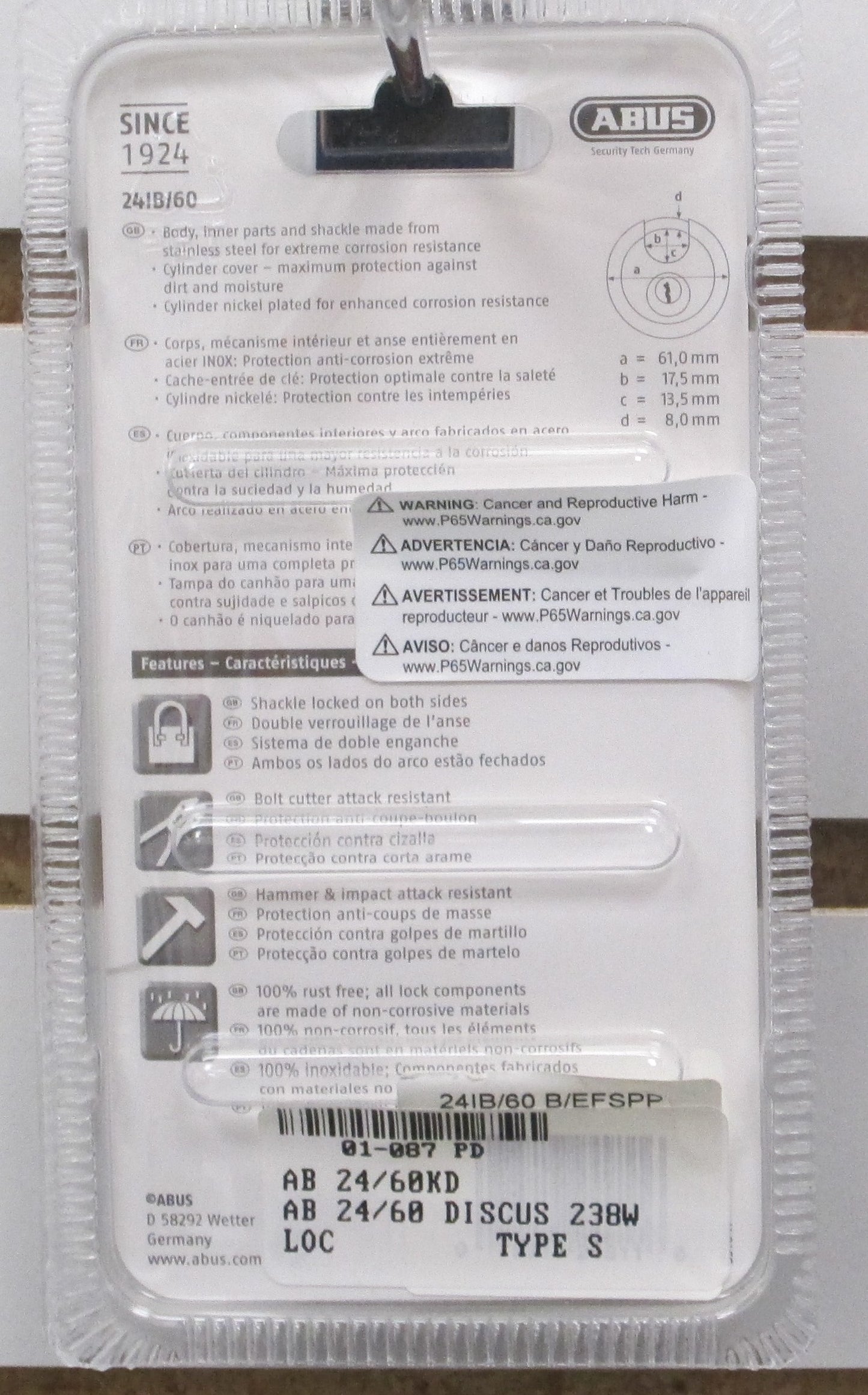 ABUS Weatherproof DISKUS 24IB
