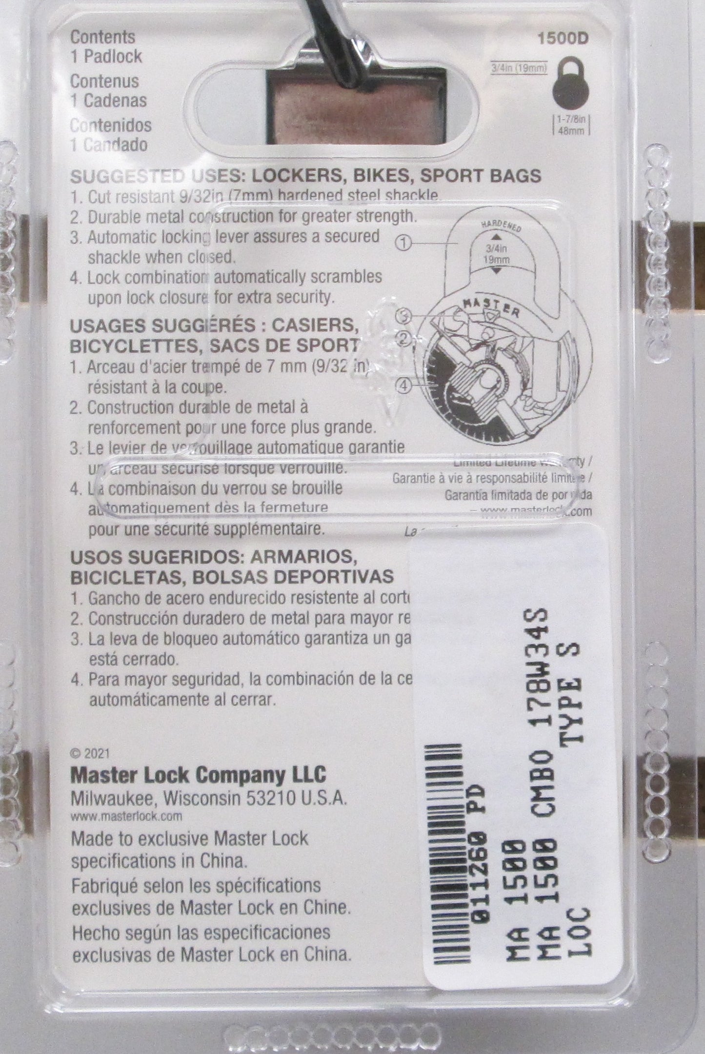 Master Combination Model 1500 Padlock