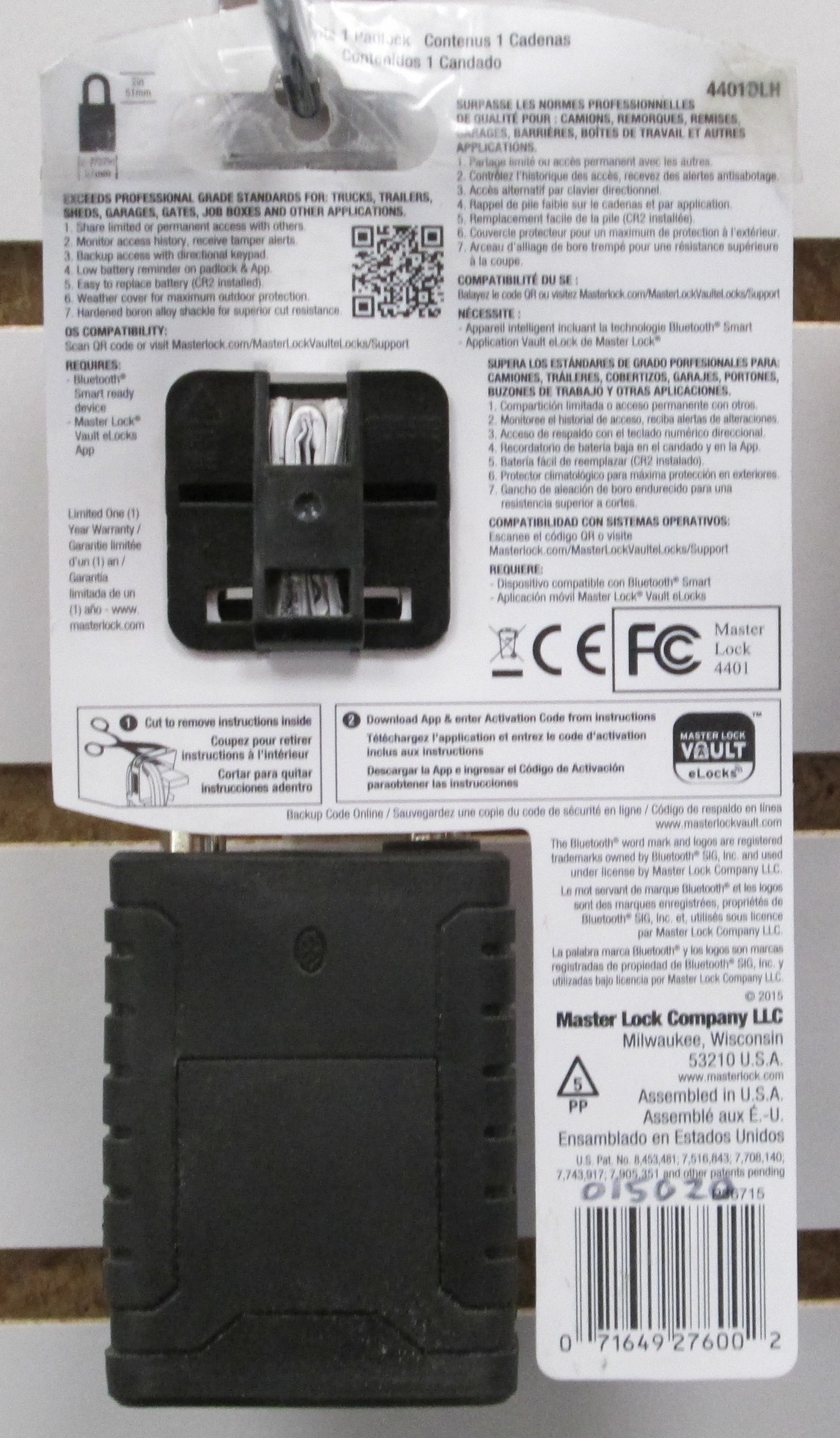 Master Lock Bluetooth Padlock Model 4401DLH