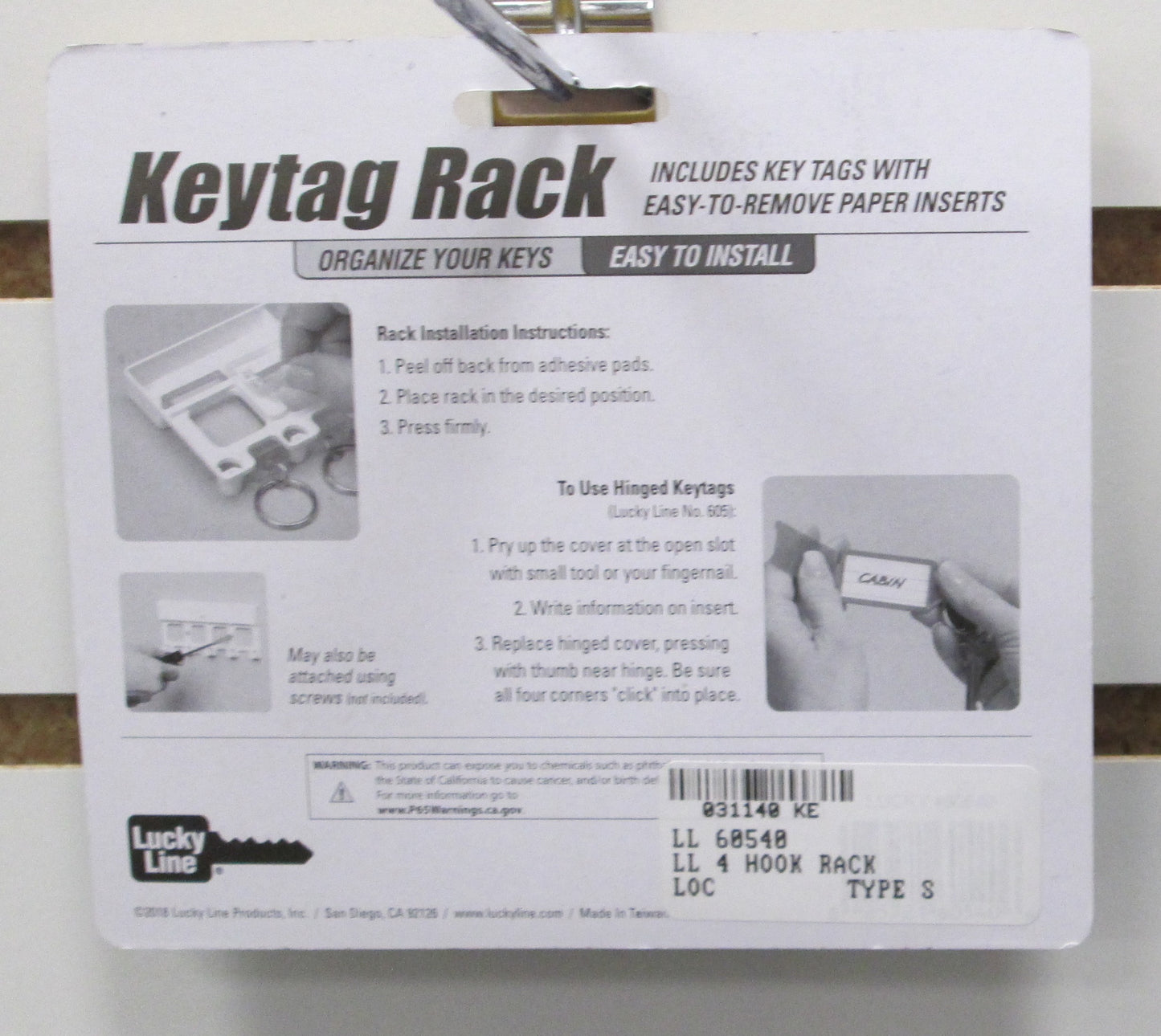 Lucky Line 60540 4 Hook Key Rack
