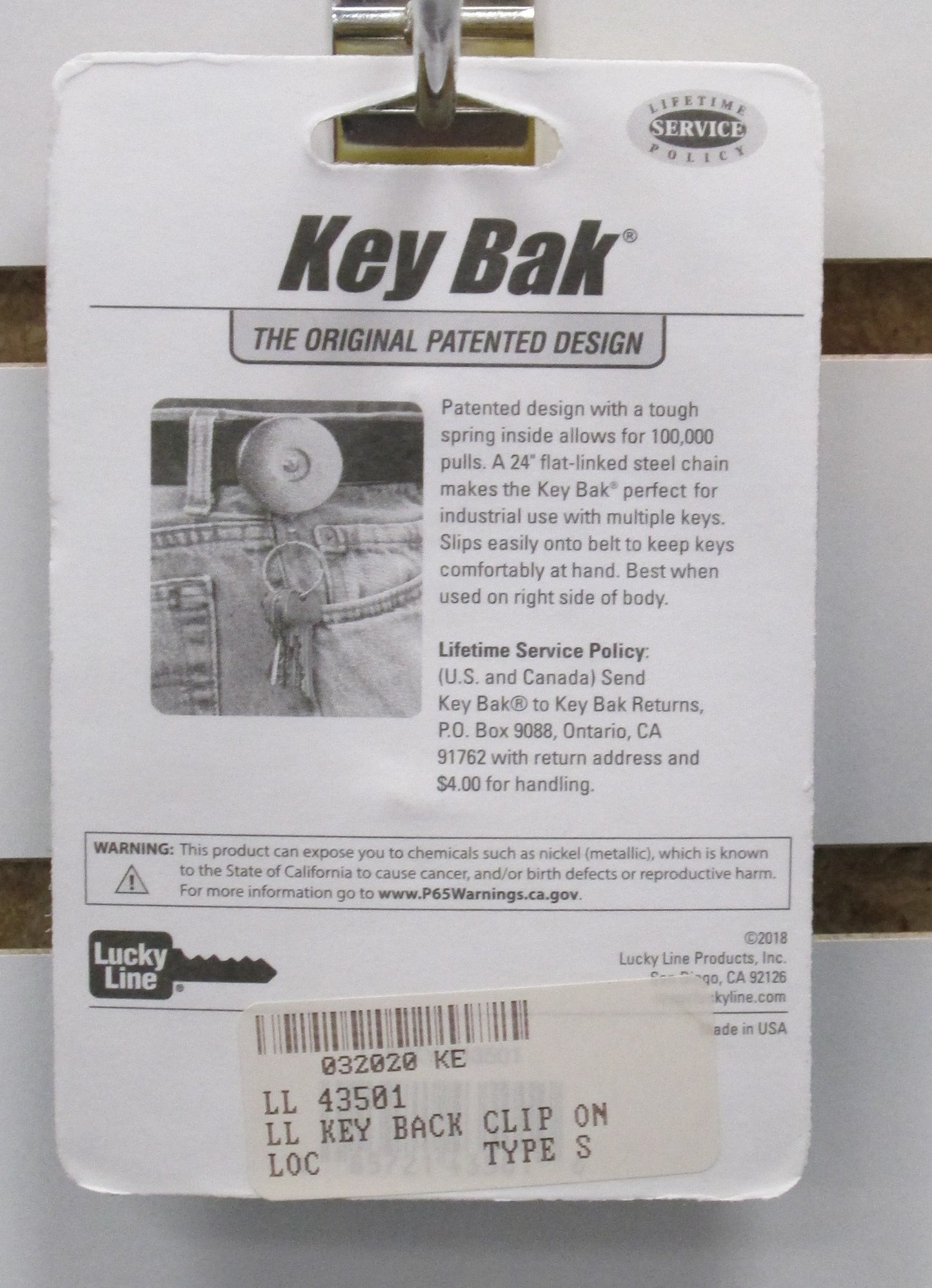 Lucky Line Key-Bak Retractable Key Ring for Belt