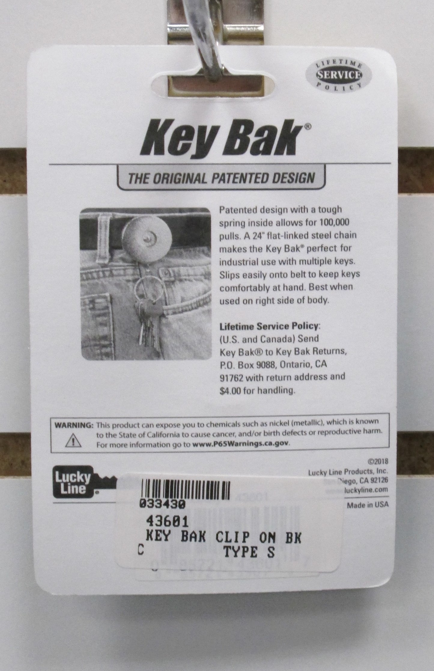 Lucky Line Key-Bak Retractable Key Ring for Belt