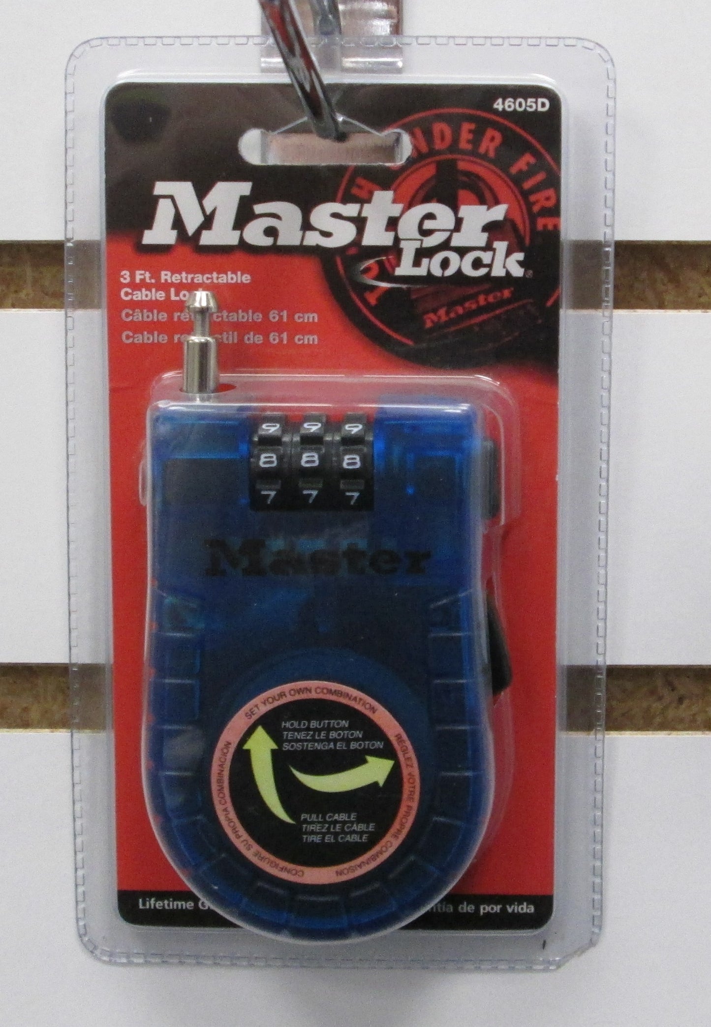 Master Lock 3 Foot Retractable Cable