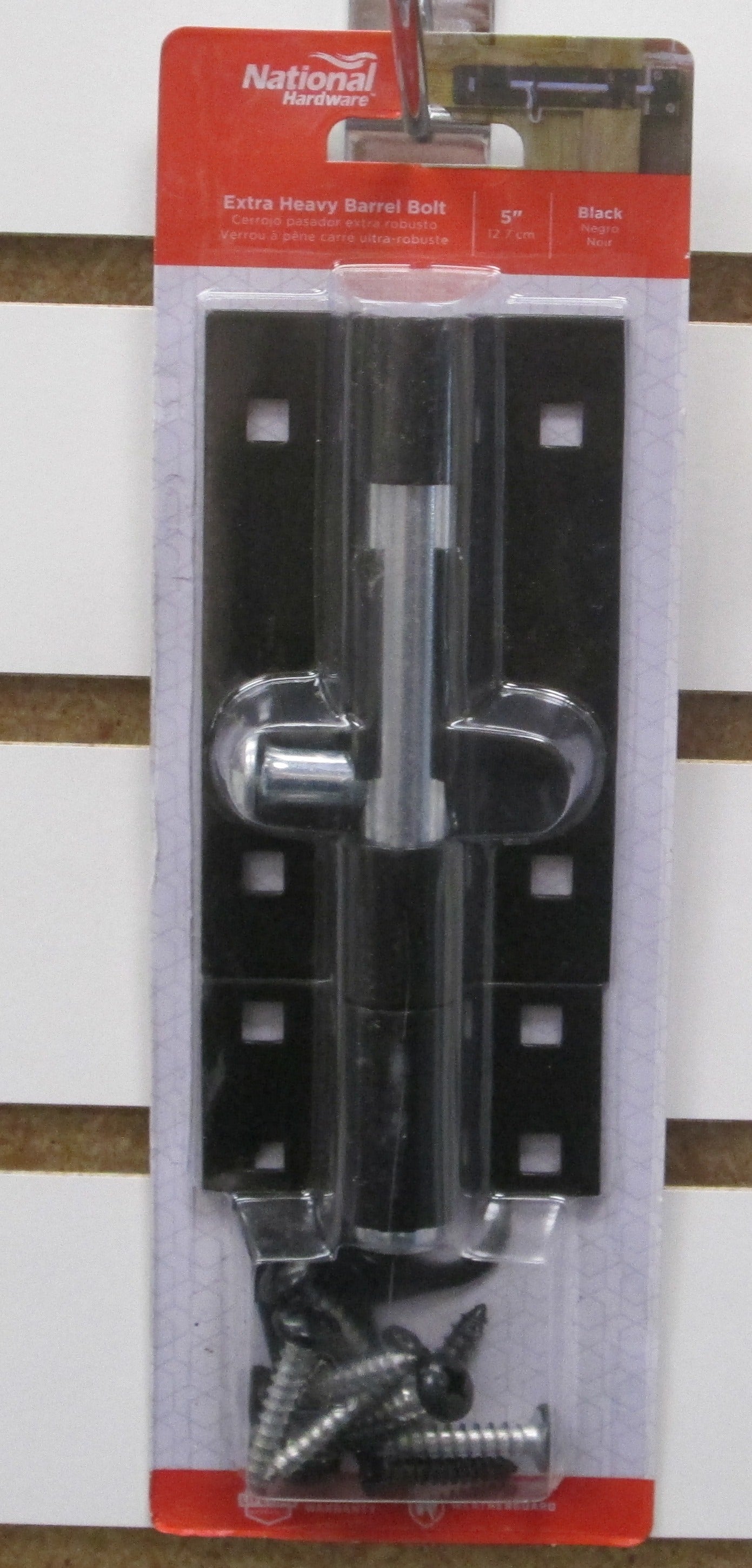 National Hardware Extra Heavy Barrel Bolt 5 Inch Black