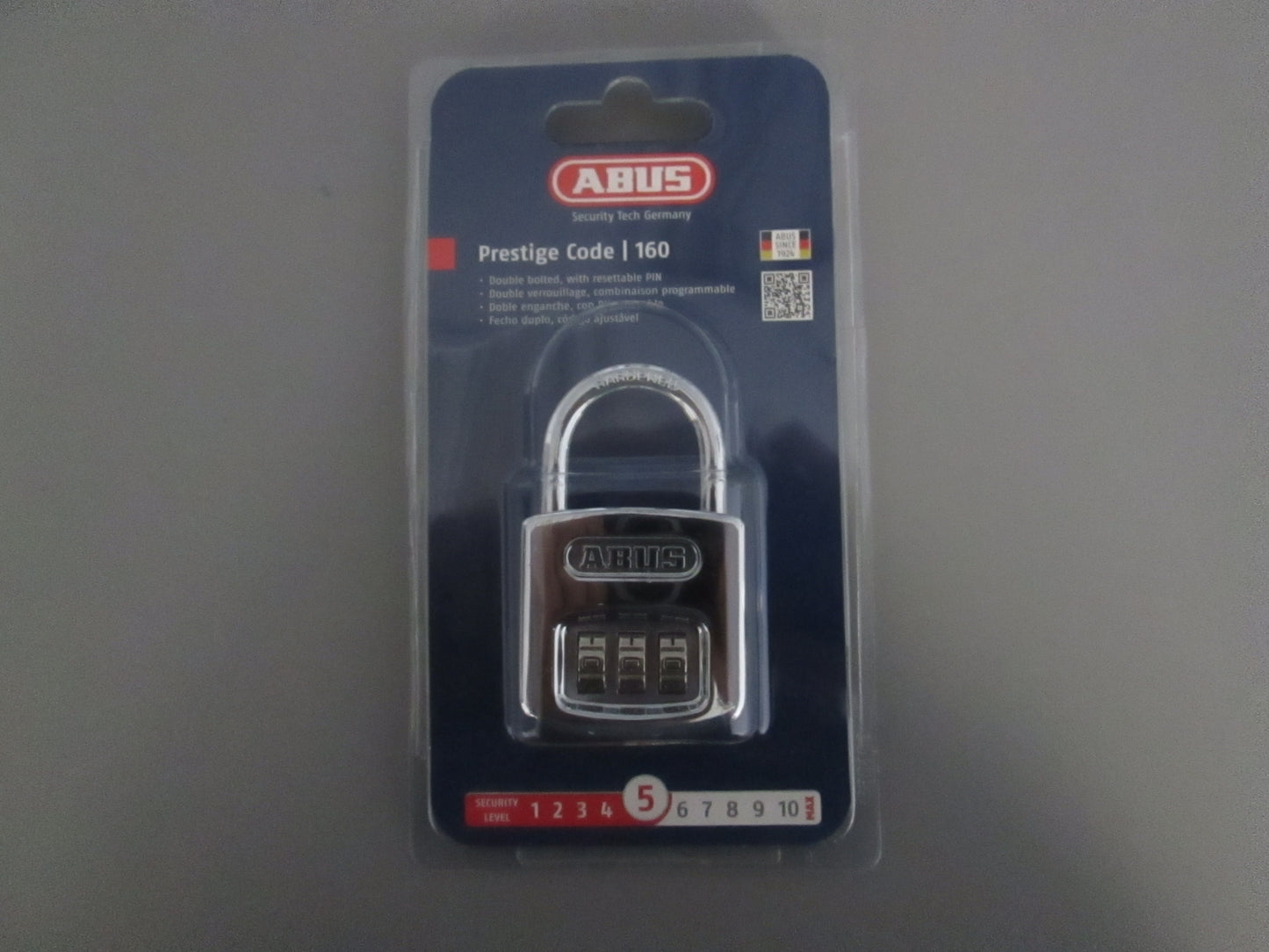 ABUS 160/40 High Gloss Chrome Prestige Combination Padlock