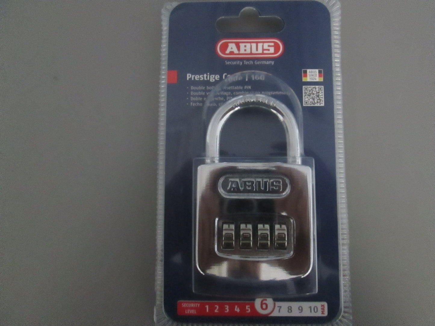 ABUS 160/50 High Gloss Chrome Prestige Combination Padlock