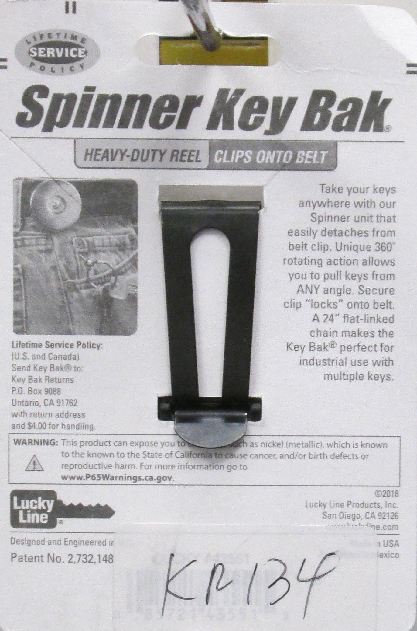 Spinner Key-bak Key Ring with 2 Inch Clip