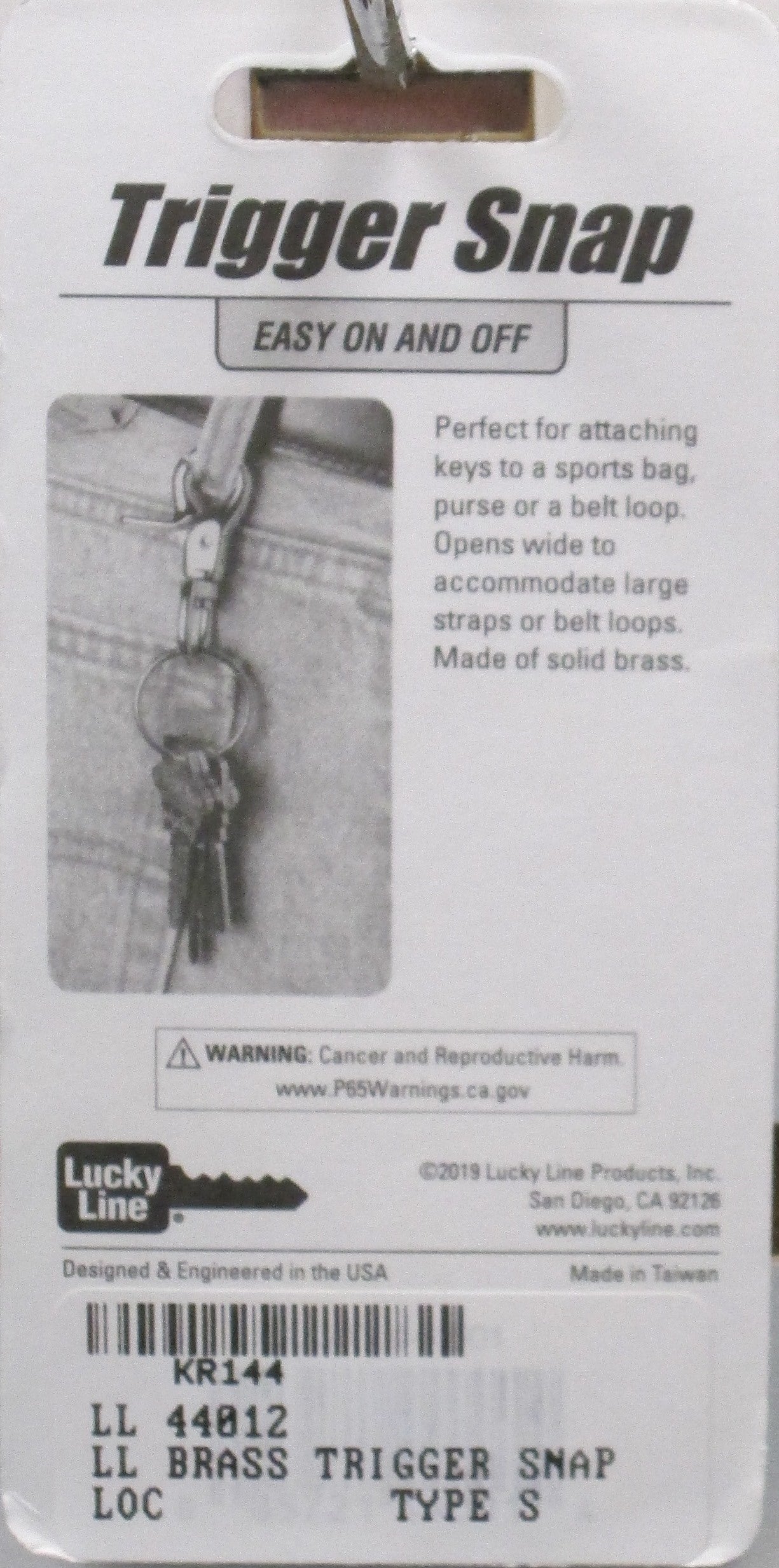 Lucky Line Brass Trigger Snap Belt Clip