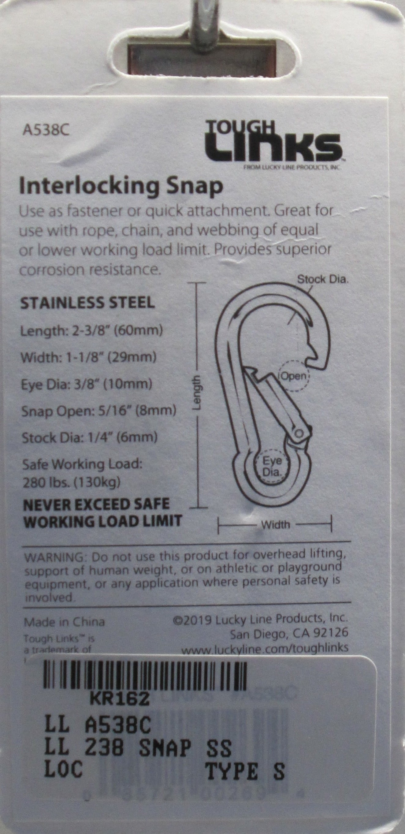 Lucky Line A538 Round Eye Interlocking Snap