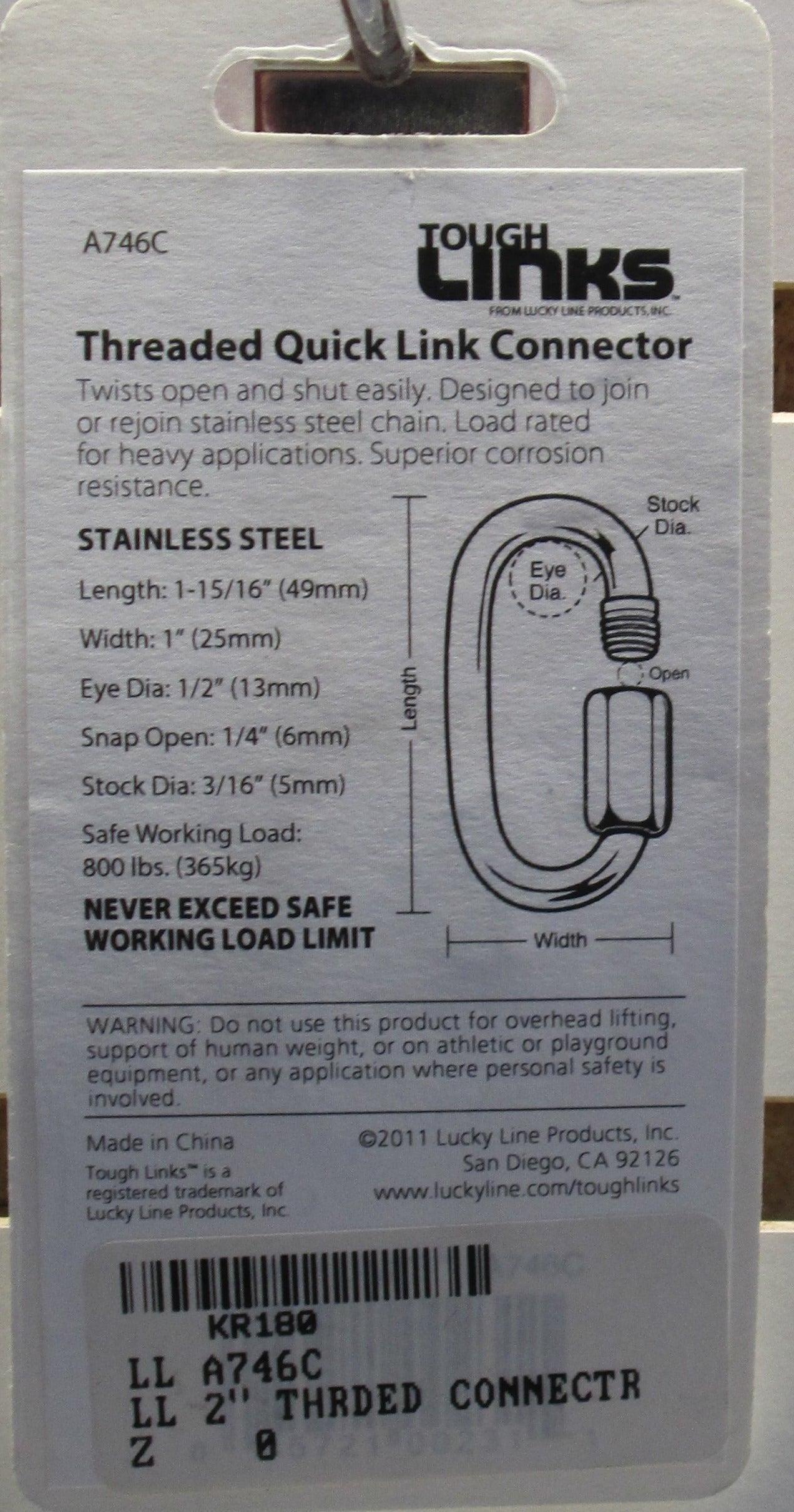 Lucky Line A746 and A762 Threaded Quick Link Connectors