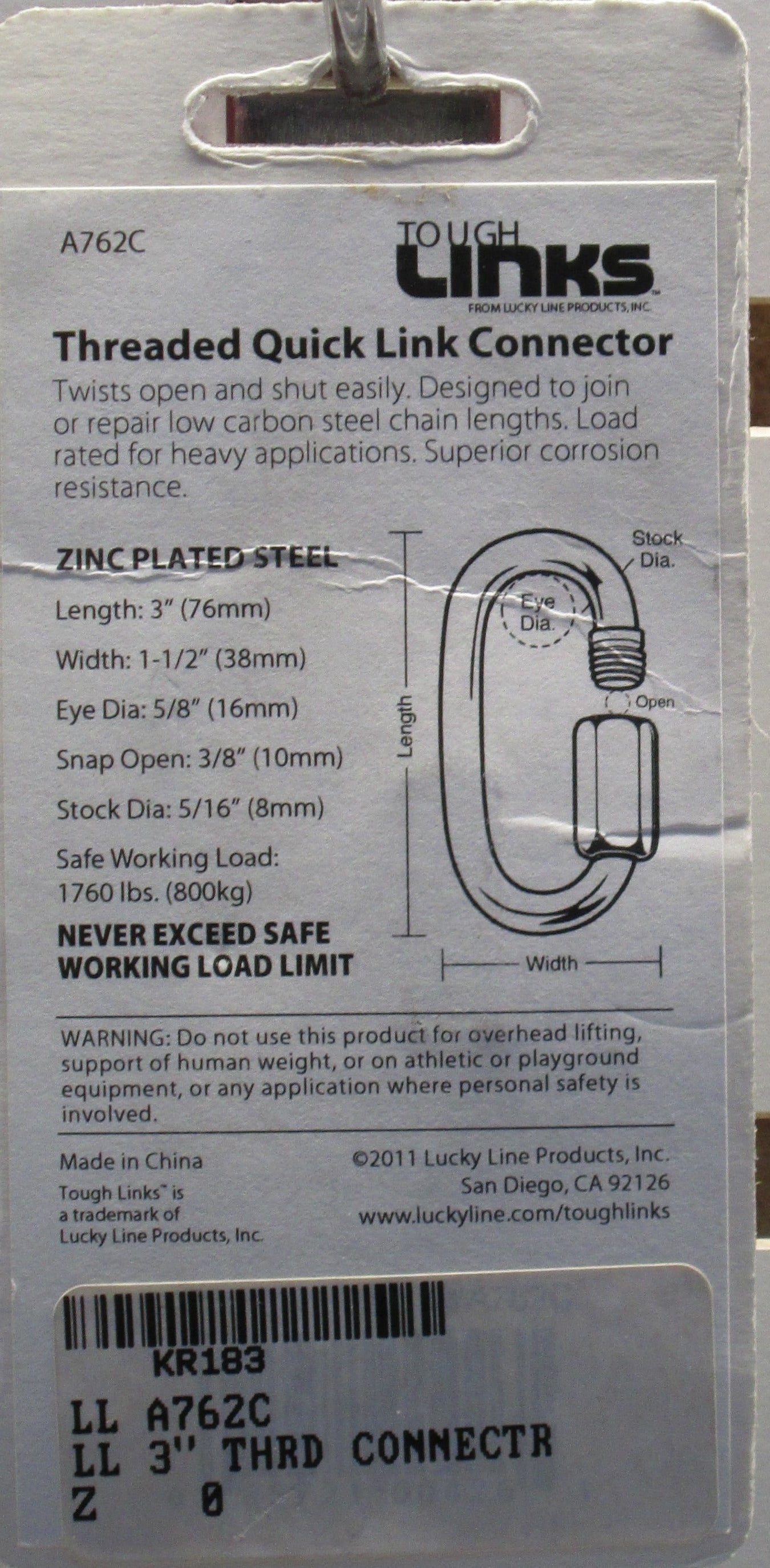 Lucky Line A746 and A762 Threaded Quick Link Connectors
