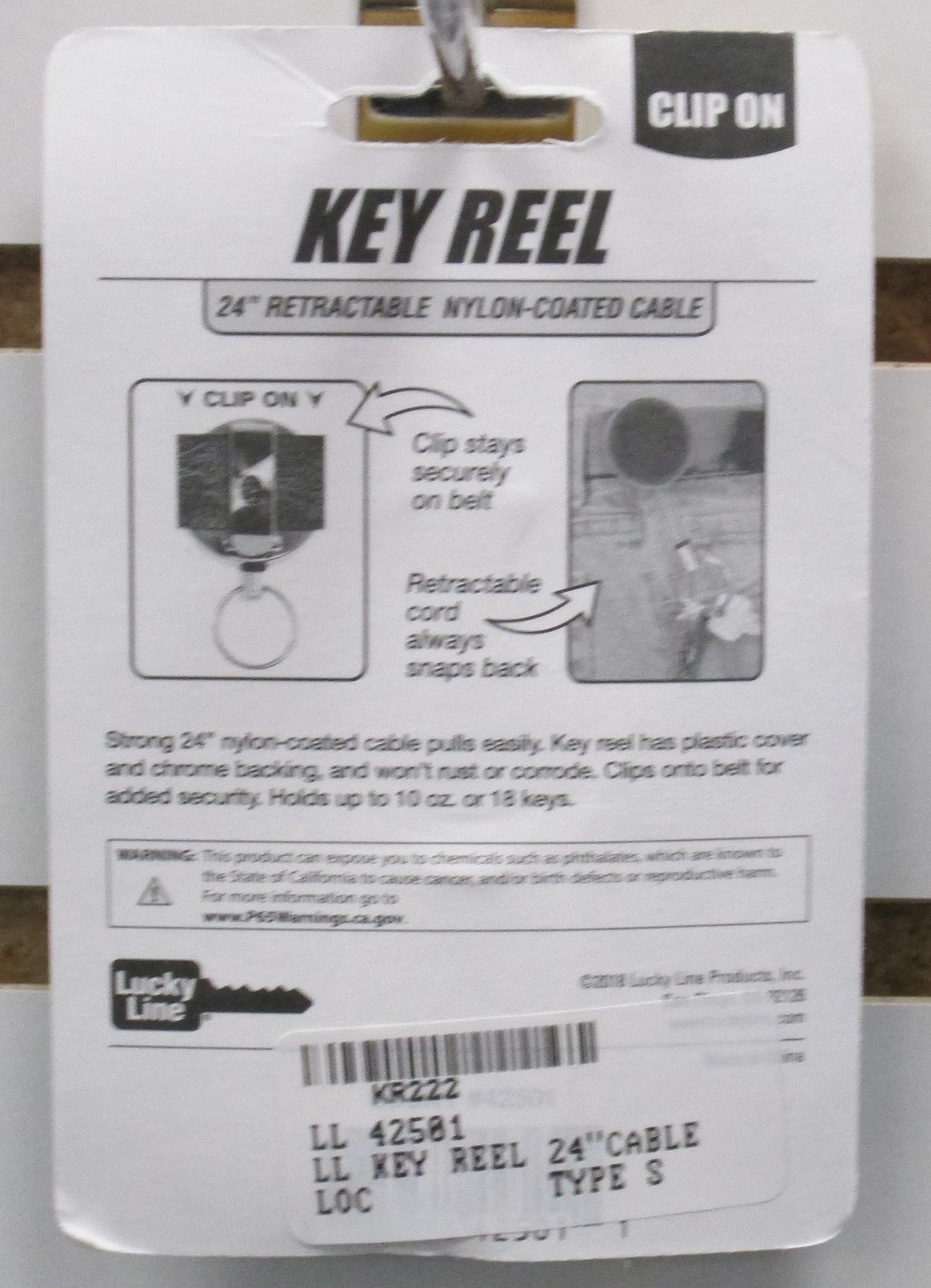 Lucky Line 425 24 Inch Key Reel with Belt Clip