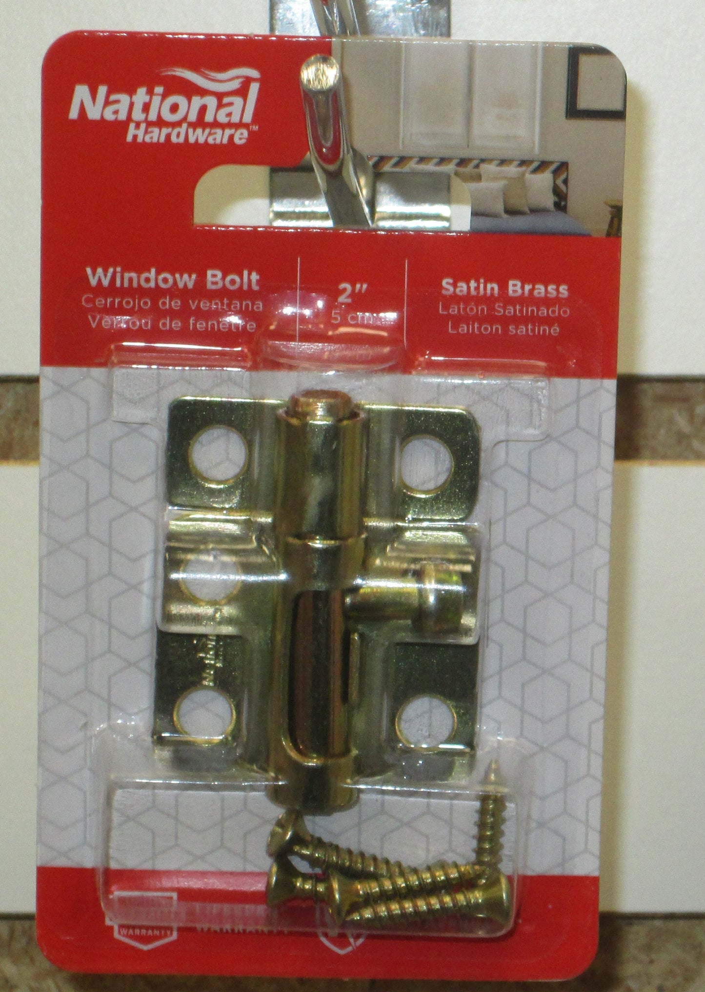 National Hardware Window Bolt Brass 2 Inch