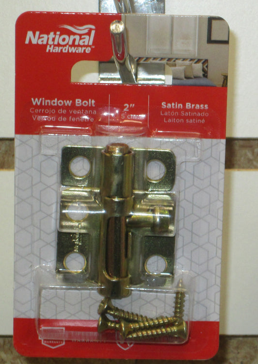 National Hardware Window Bolt Brass 2 Inch