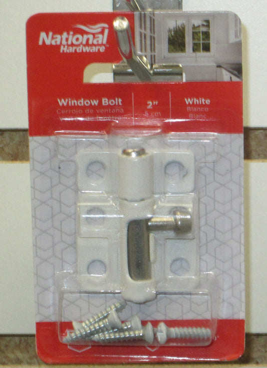 National Hardware Window Bolt 2 Inch White