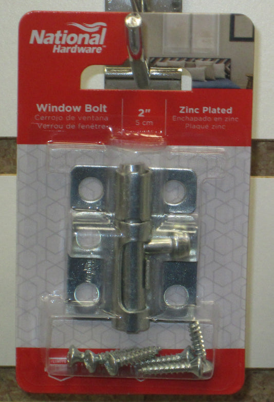 National Hardware Window Bolt 2 Inch Zinc