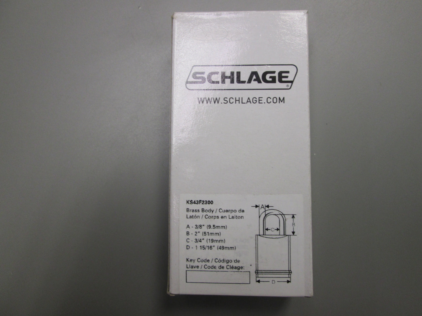 Schlage KS43F 2300 Solid Brass Padlock with 2 Keys