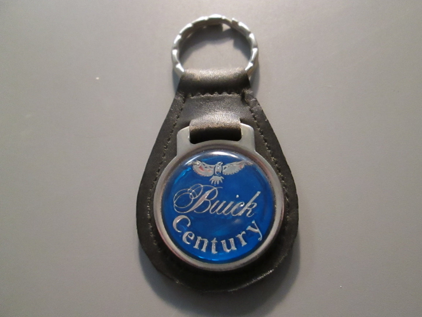 Vintage Leather Fob Key Holder for Buick Century Blue