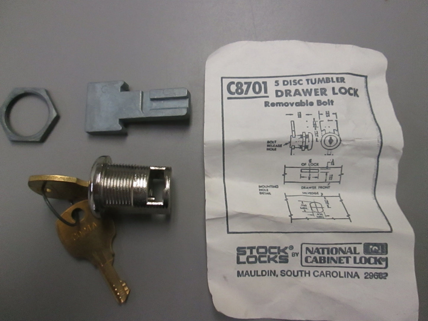 CompX National C8701 Metal Desk Lock Keyed Alike 3 PACK