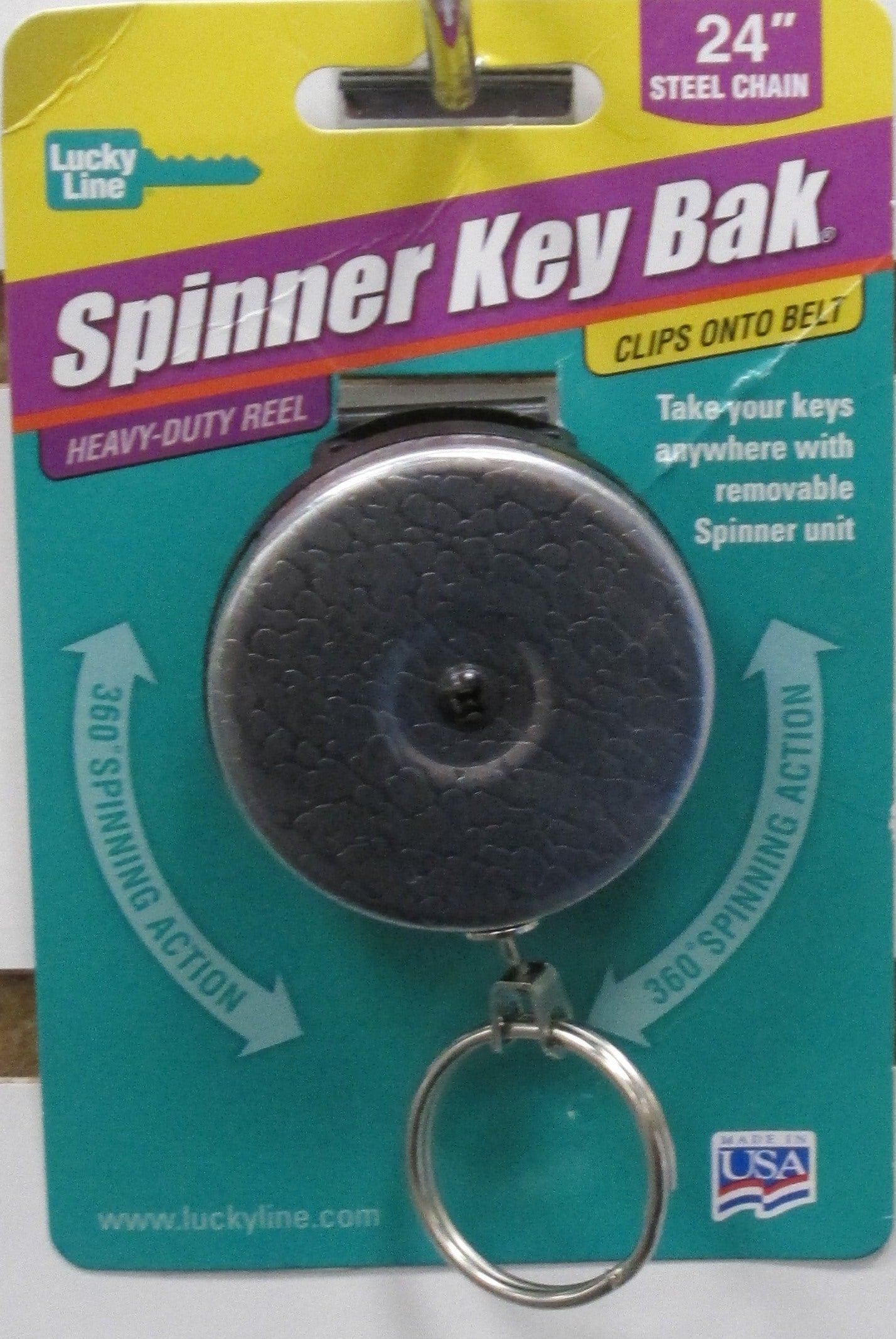 Spinner Key-bak Key Ring with 2 Inch Clip