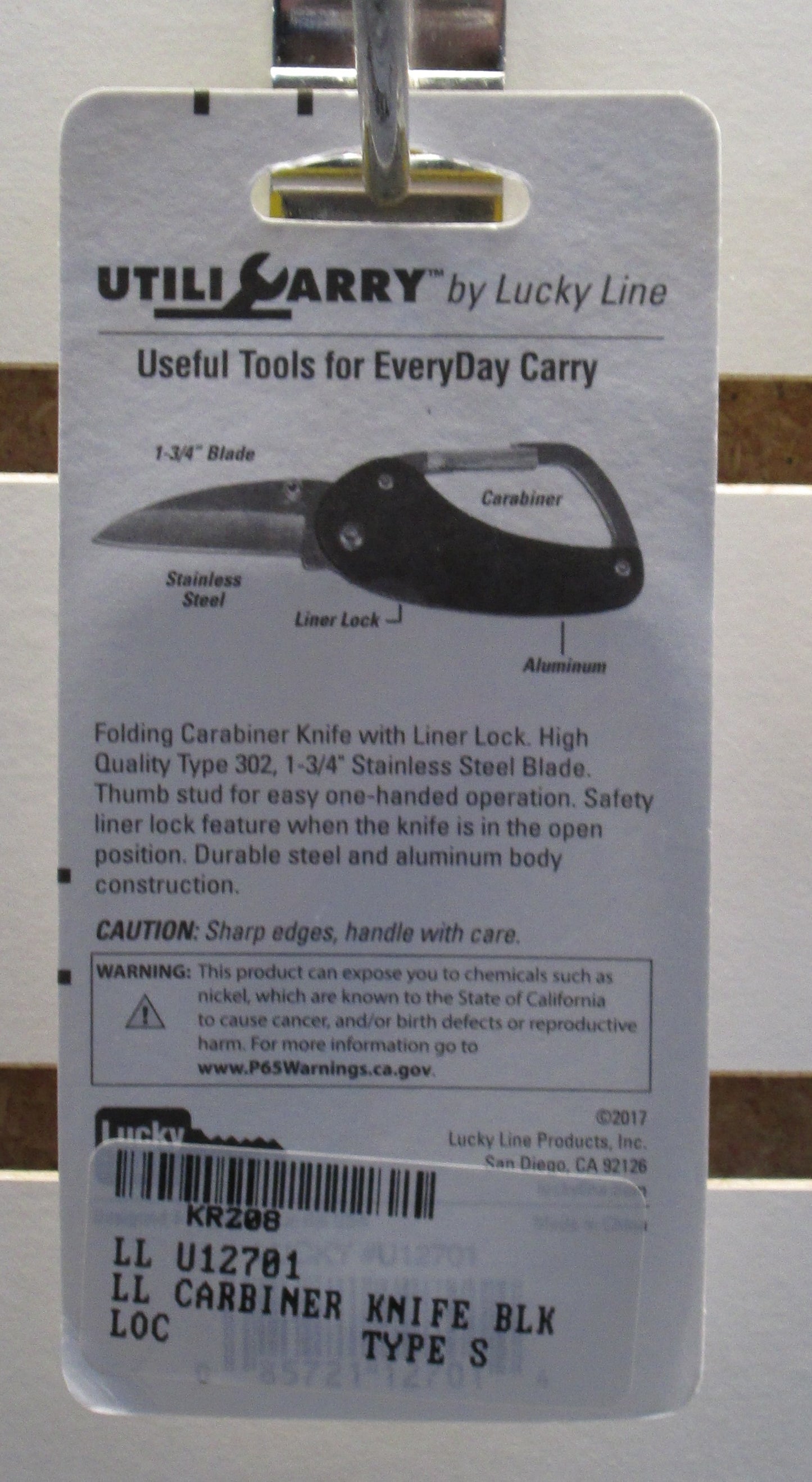 Lucky Line U127 Black Carbiner Knife