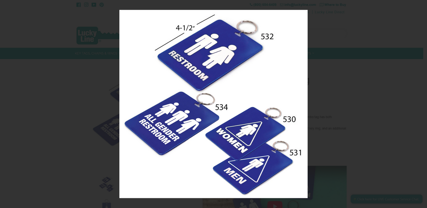 Lucky Line Restroom Tag with Ring